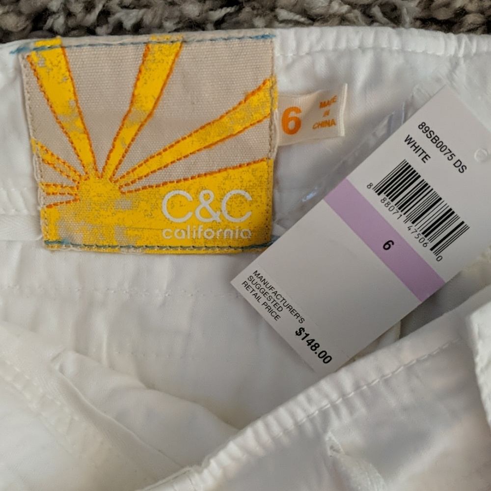 NWT C&C California white pants, size 6